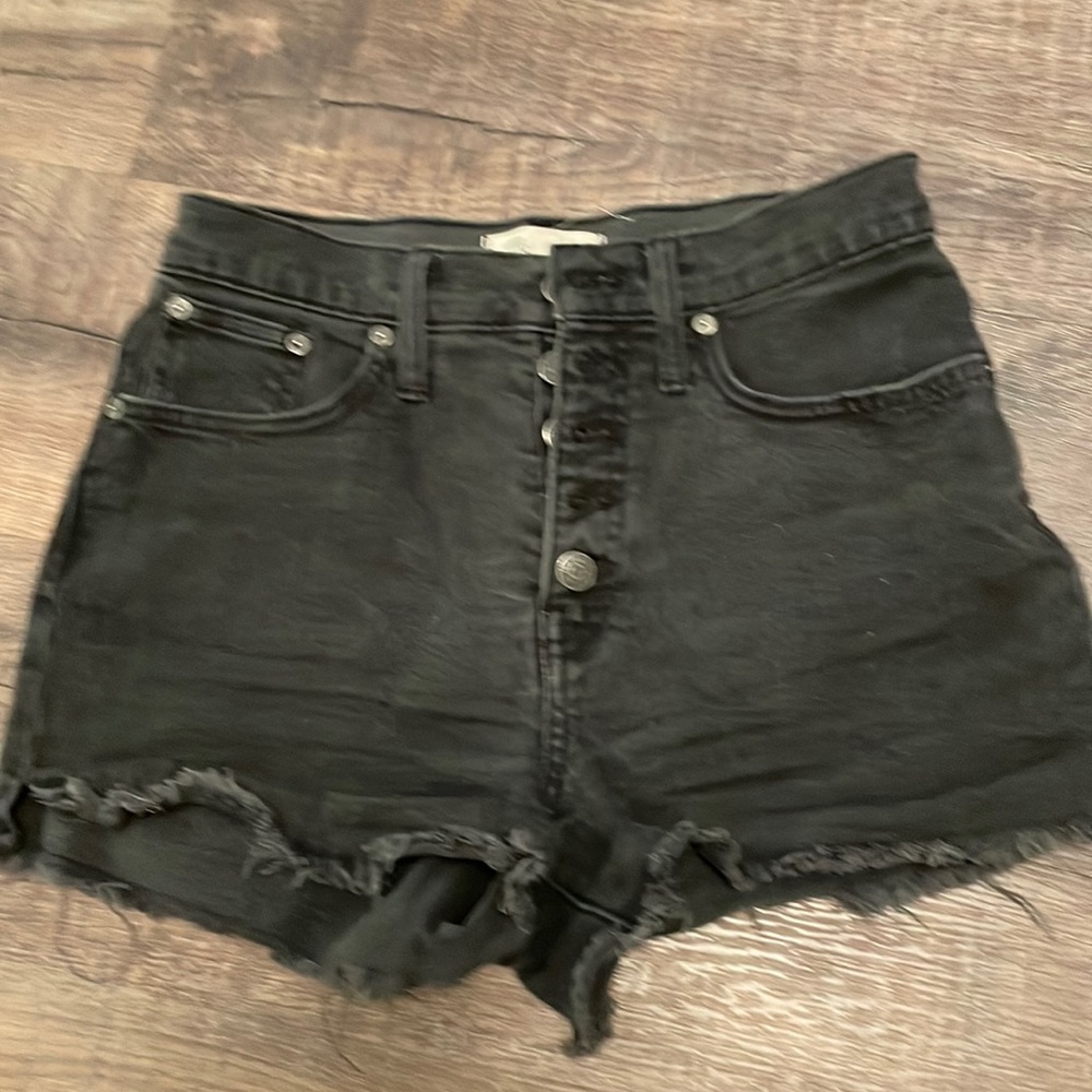 Madewell black denim high rise jean shorts
